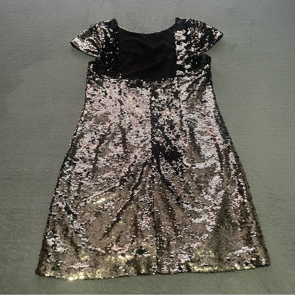 Sam Edelman sequin cap sleeve dress size 8 gold black VGUC - Picture 10 of 11